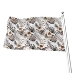 Vintage Hibiscus Plumeria Pattern Print Flag