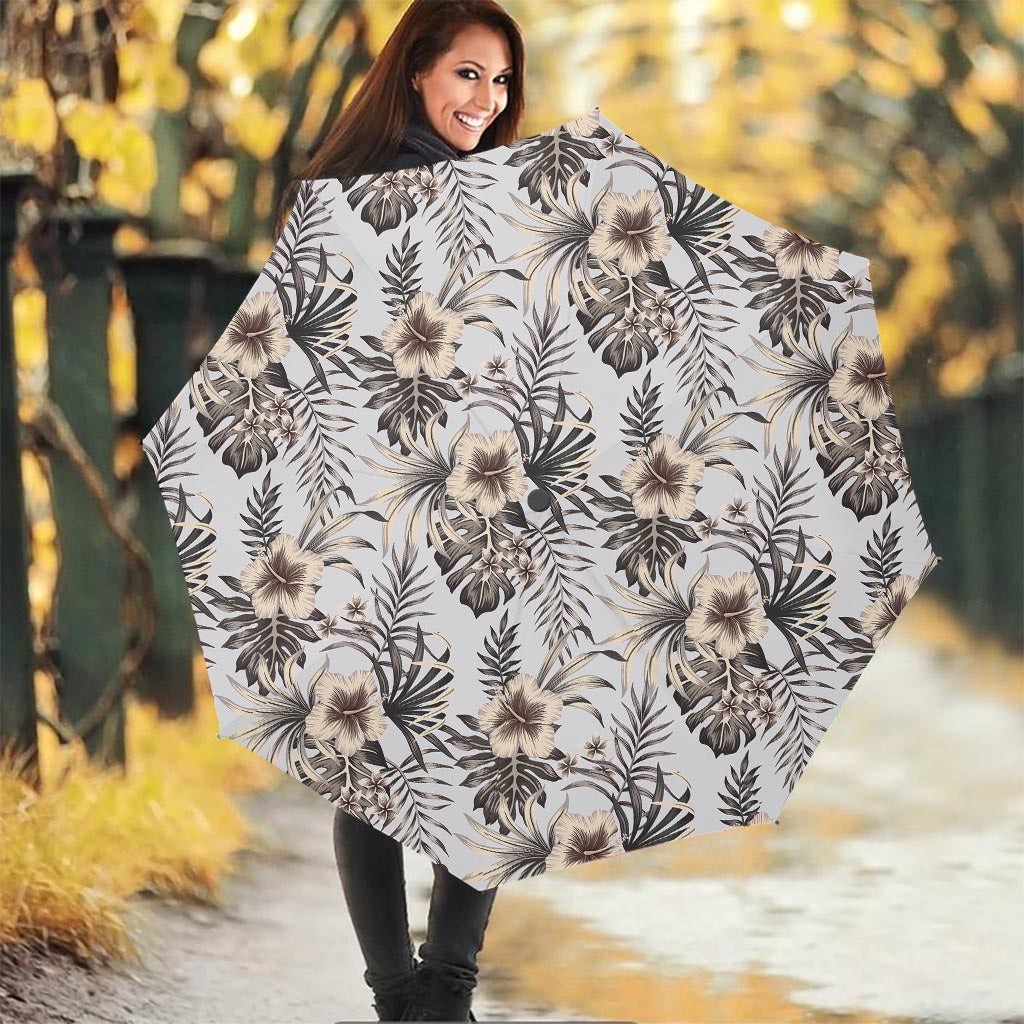 Vintage Hibiscus Plumeria Pattern Print Foldable Umbrella