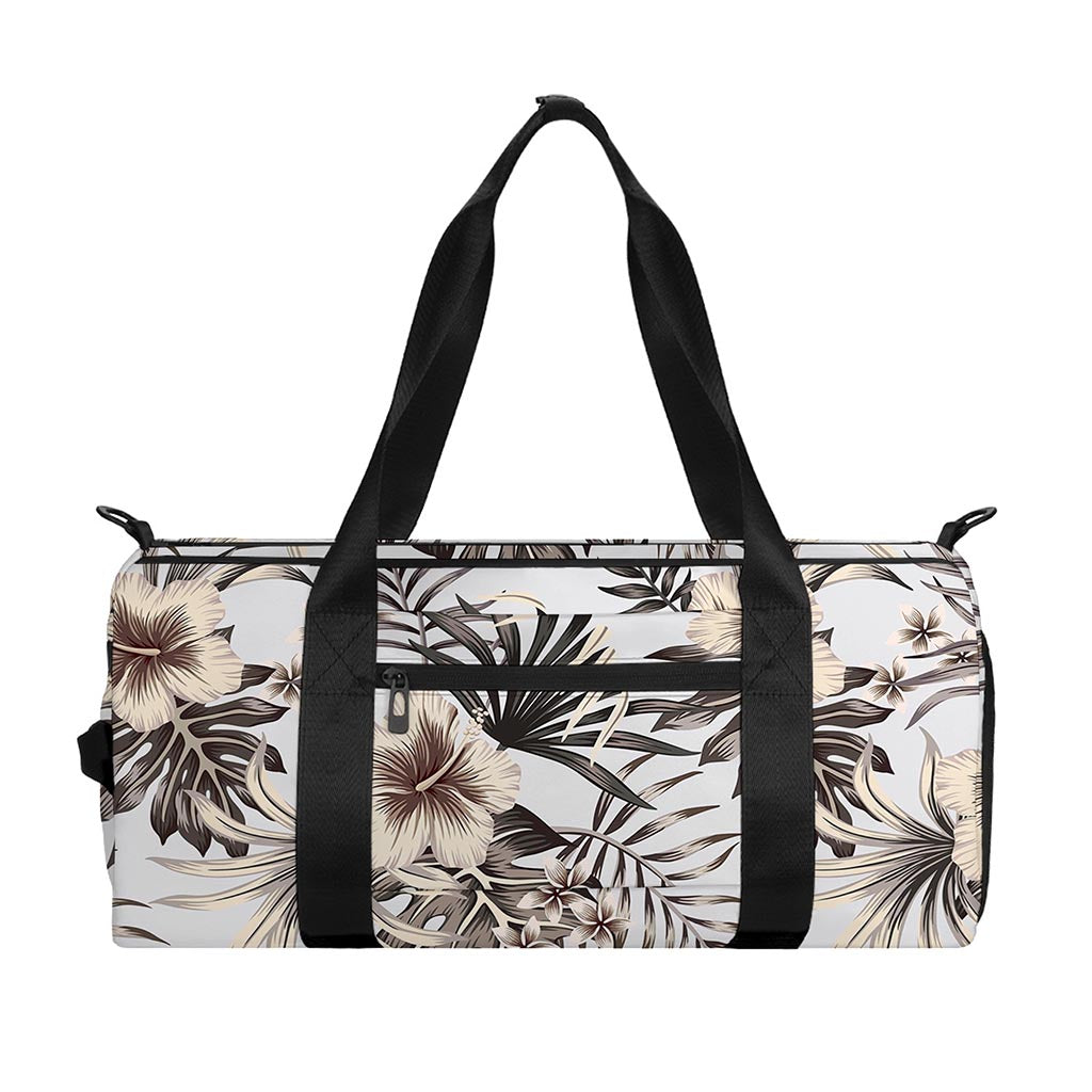 Vintage Hibiscus Plumeria Pattern Print Gym Bag