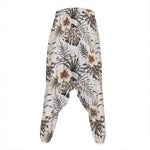 Vintage Hibiscus Plumeria Pattern Print Hammer Pants