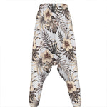 Vintage Hibiscus Plumeria Pattern Print Hammer Pants