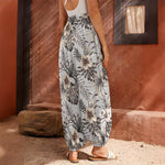 Vintage Hibiscus Plumeria Pattern Print Harem Pants