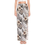 Vintage Hibiscus Plumeria Pattern Print High Slit Maxi Skirt
