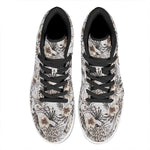 Vintage Hibiscus Plumeria Pattern Print High Top Leather Sneakers