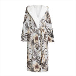 Vintage Hibiscus Plumeria Pattern Print Hooded Bathrobe