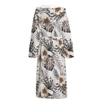 Vintage Hibiscus Plumeria Pattern Print Hooded Bathrobe