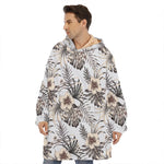 Vintage Hibiscus Plumeria Pattern Print Hoodie Blanket
