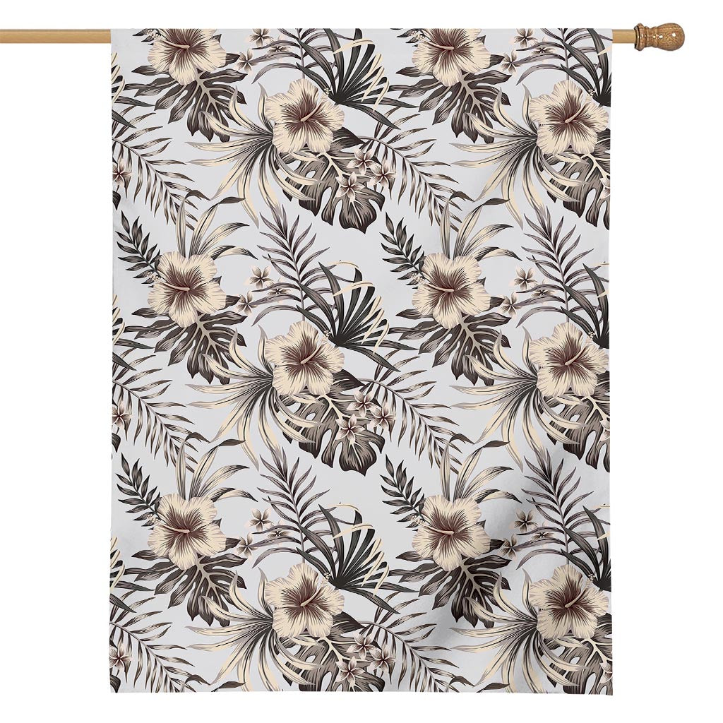 Vintage Hibiscus Plumeria Pattern Print House Flag