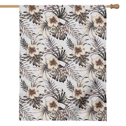 Vintage Hibiscus Plumeria Pattern Print House Flag