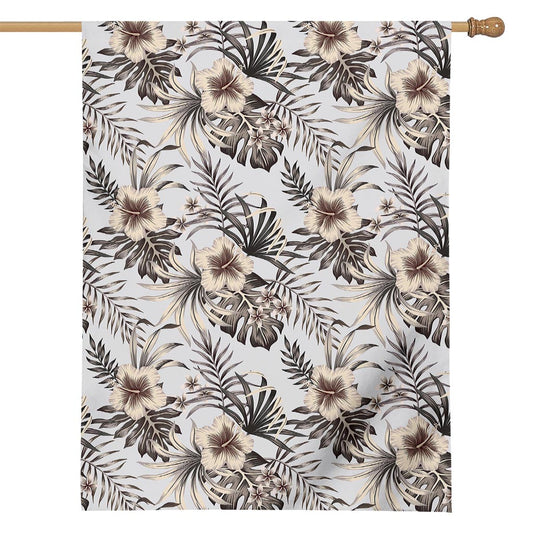 Vintage Hibiscus Plumeria Pattern Print House Flag