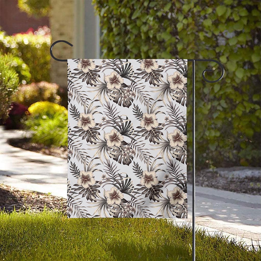 Vintage Hibiscus Plumeria Pattern Print House Flag
