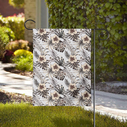 Vintage Hibiscus Plumeria Pattern Print House Flag