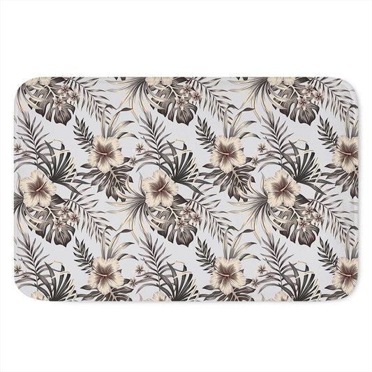 Vintage Hibiscus Plumeria Pattern Print Indoor Door Mat
