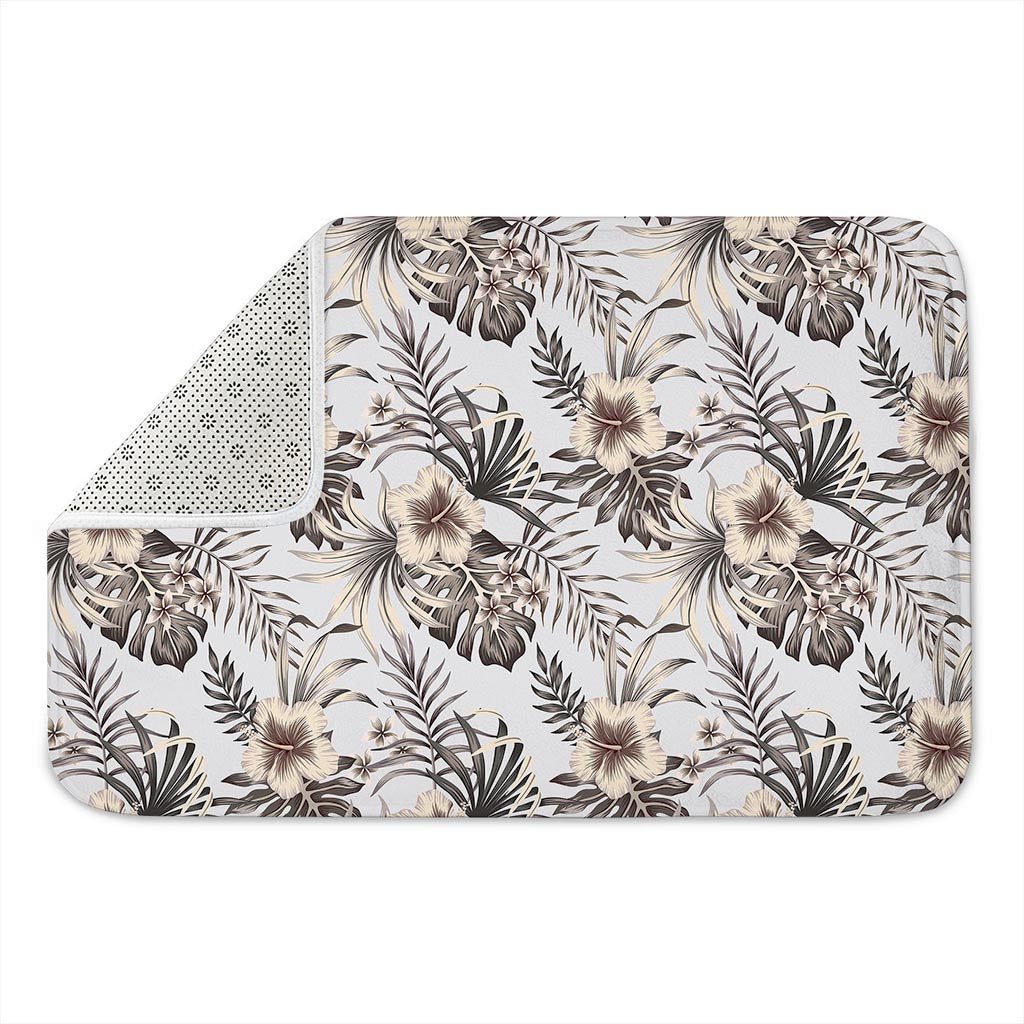 Vintage Hibiscus Plumeria Pattern Print Indoor Door Mat