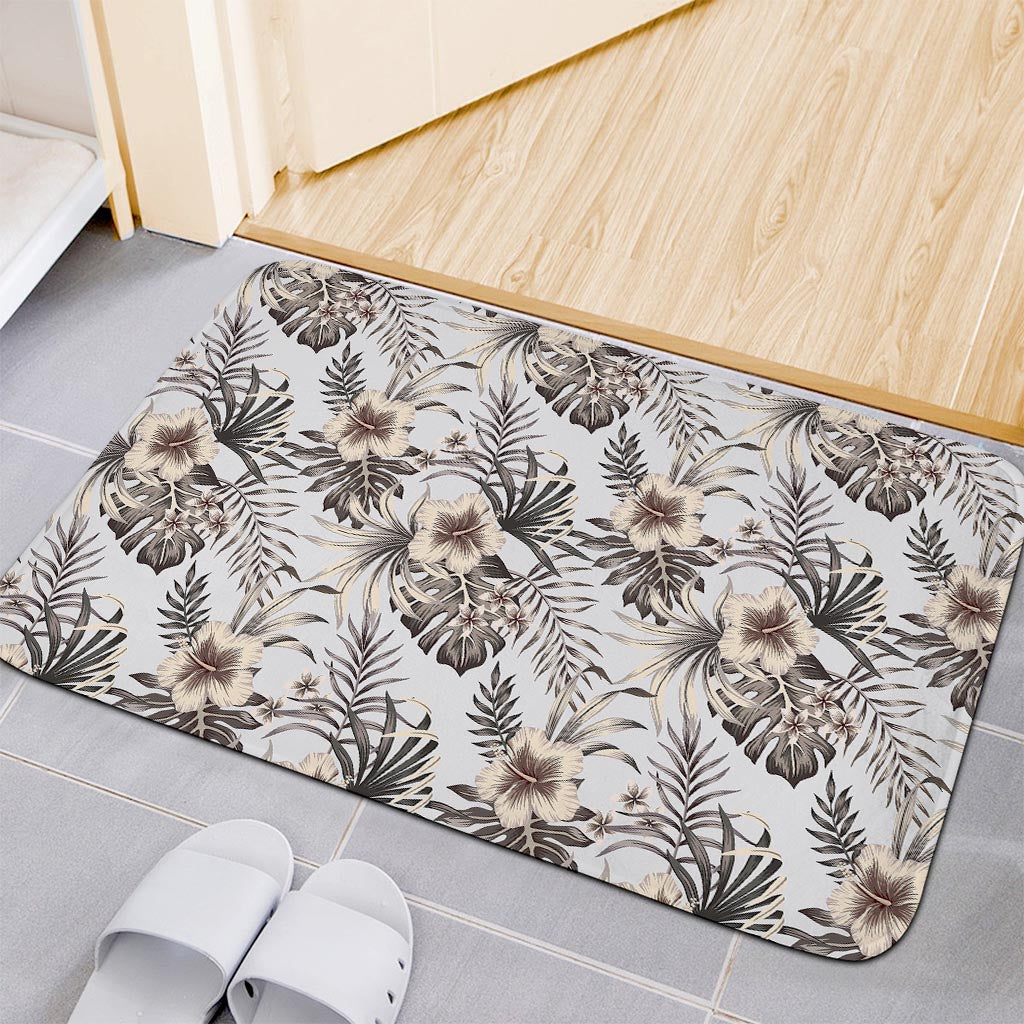 Vintage Hibiscus Plumeria Pattern Print Indoor Door Mat