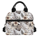 Vintage Hibiscus Plumeria Pattern Print Insulated Lunch Bag