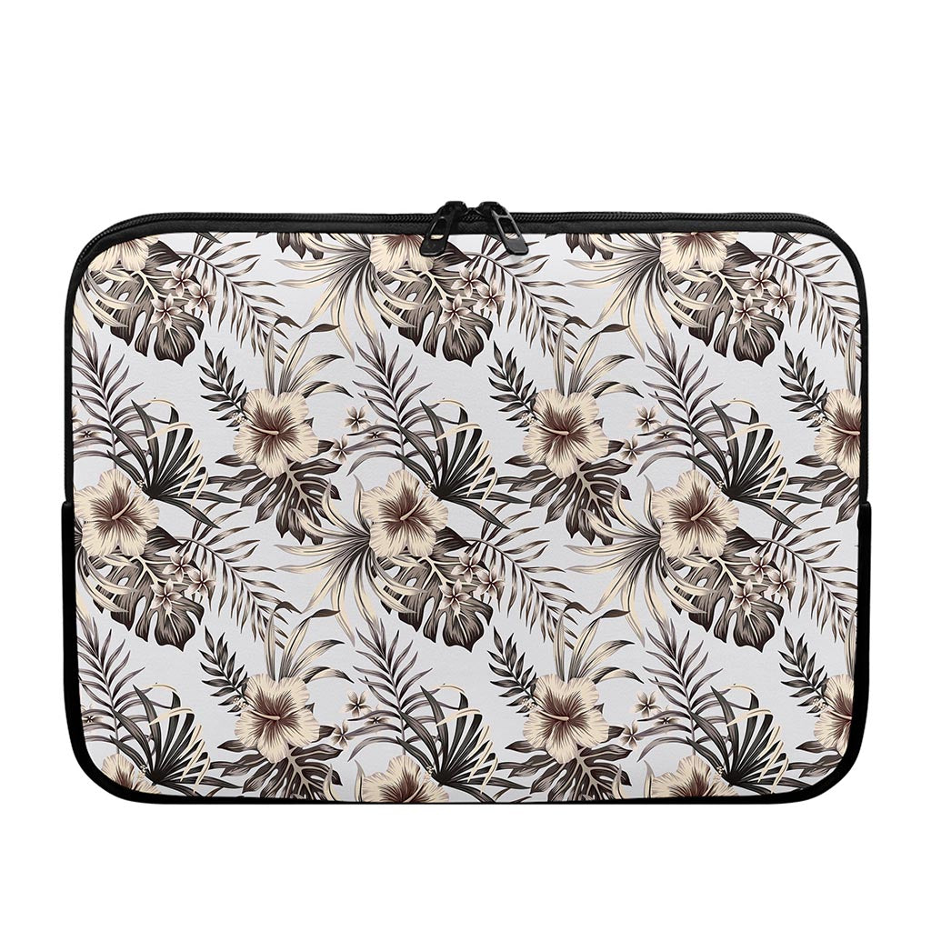 Vintage Hibiscus Plumeria Pattern Print Laptop Sleeve