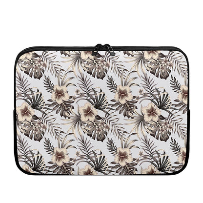Vintage Hibiscus Plumeria Pattern Print Laptop Sleeve