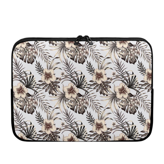 Vintage Hibiscus Plumeria Pattern Print Laptop Sleeve