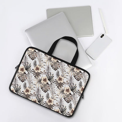 Vintage Hibiscus Plumeria Pattern Print Laptop Sleeve With Handle