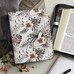 Vintage Hibiscus Plumeria Pattern Print Leather Bible Cover
