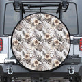 Vintage Hibiscus Plumeria Pattern Print Leather Spare Tire Cover