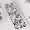 Vintage Hibiscus Plumeria Pattern Print Long Kitchen Mat