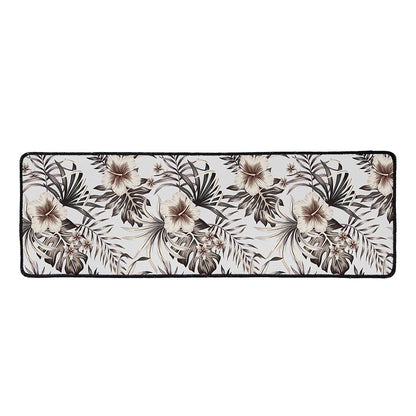 Vintage Hibiscus Plumeria Pattern Print Long Kitchen Mat