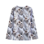 Vintage Hibiscus Plumeria Pattern Print Long Sleeve Short Coat