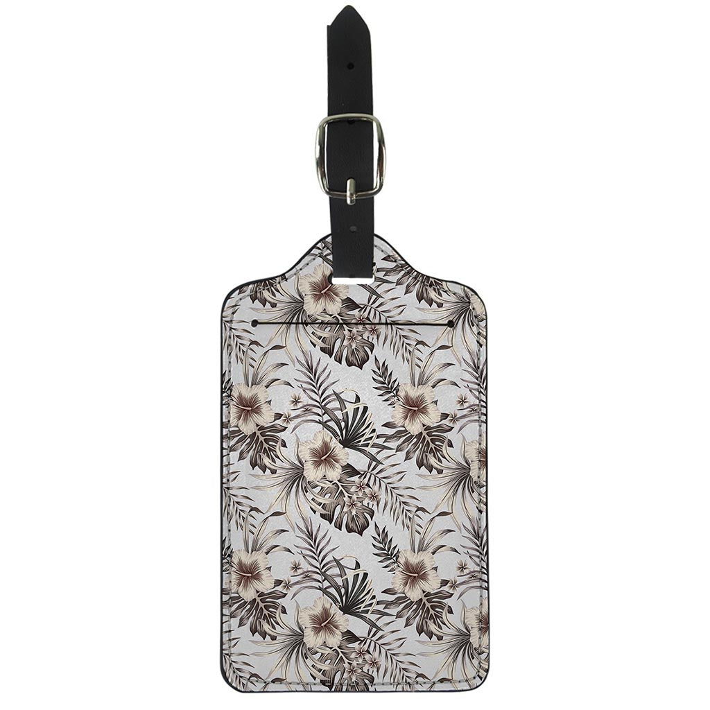 Vintage Hibiscus Plumeria Pattern Print Luggage Tag