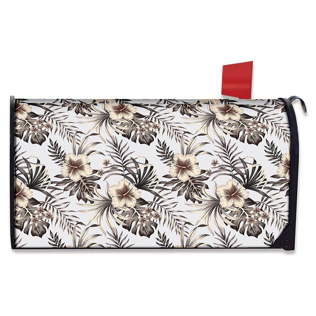 Vintage Hibiscus Plumeria Pattern Print Mailbox Cover