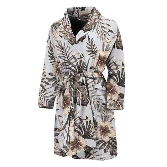 Vintage Hibiscus Plumeria Pattern Print Men's Bathrobe