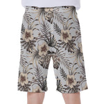 Vintage Hibiscus Plumeria Pattern Print Men's Beach Shorts