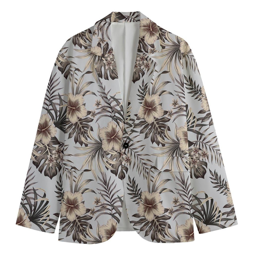 Vintage Hibiscus Plumeria Pattern Print Men's Blazer