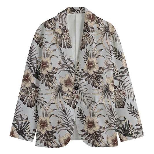 Vintage Hibiscus Plumeria Pattern Print Men's Blazer