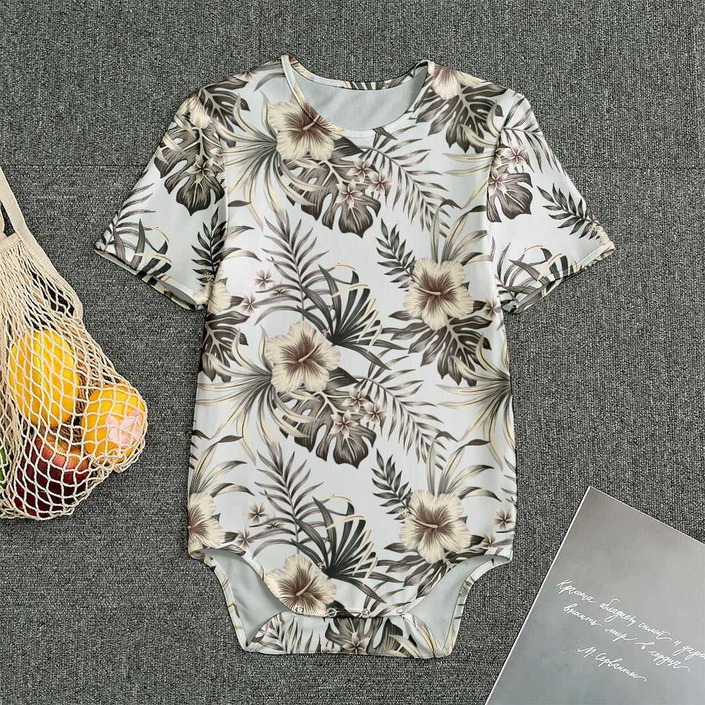 Vintage Hibiscus Plumeria Pattern Print Men's Bodysuit