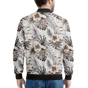 Vintage Hibiscus Plumeria Pattern Print Men's Bomber Jacket