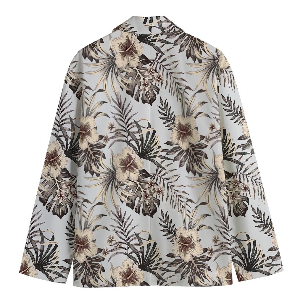 Vintage Hibiscus Plumeria Pattern Print Men's Cotton Blazer