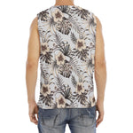 Vintage Hibiscus Plumeria Pattern Print Men's Fitness Tank Top