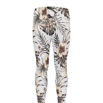 Vintage Hibiscus Plumeria Pattern Print Men's leggings