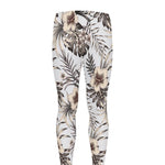 Vintage Hibiscus Plumeria Pattern Print Men's leggings