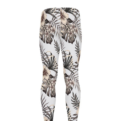 Vintage Hibiscus Plumeria Pattern Print Men's leggings