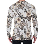 Vintage Hibiscus Plumeria Pattern Print Men's Long Sleeve T-Shirt