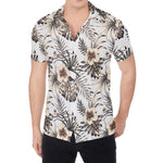 Vintage Hibiscus Plumeria Pattern Print Men's Shirt