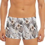Vintage Hibiscus Plumeria Pattern Print Men's Short Boxer Briefs
