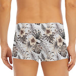 Vintage Hibiscus Plumeria Pattern Print Men's Short Boxer Briefs