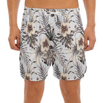 Vintage Hibiscus Plumeria Pattern Print Men's Split Running Shorts