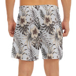 Vintage Hibiscus Plumeria Pattern Print Men's Split Running Shorts