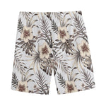 Vintage Hibiscus Plumeria Pattern Print Men's Sports Shorts