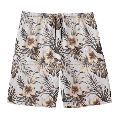 Vintage Hibiscus Plumeria Pattern Print Men's Swim Trunks